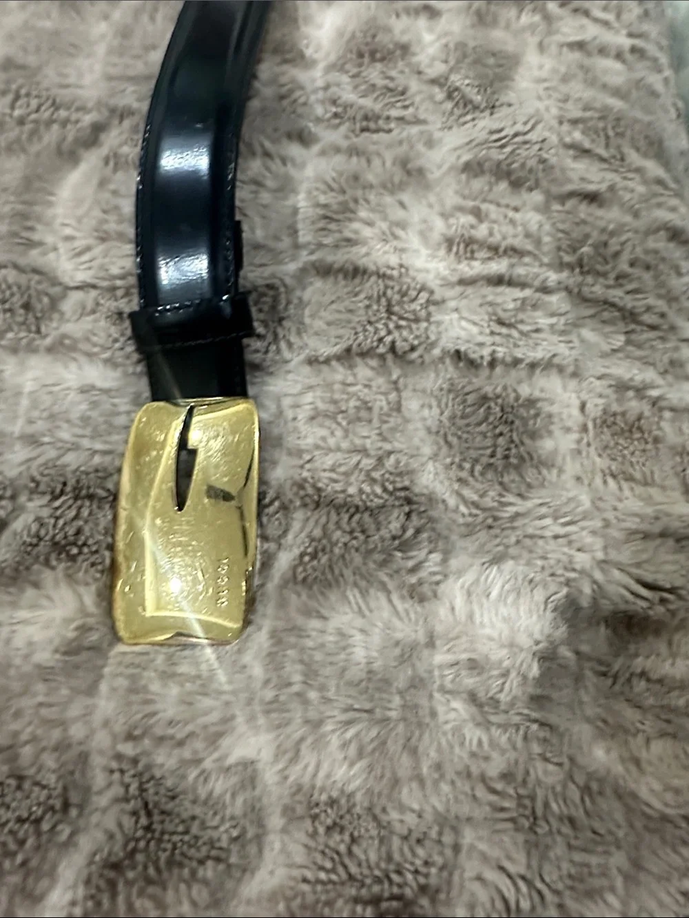 Gucci Black Patent Leather Belt with Gold Buckle